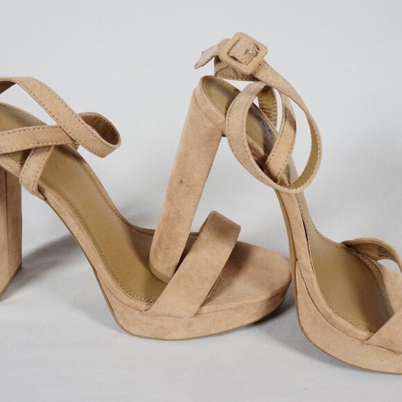 ASOS DESIGN Natasha Platform "Barely There" Heel Sandals Beige UK 7/ US 9 - Picture 3 of 10